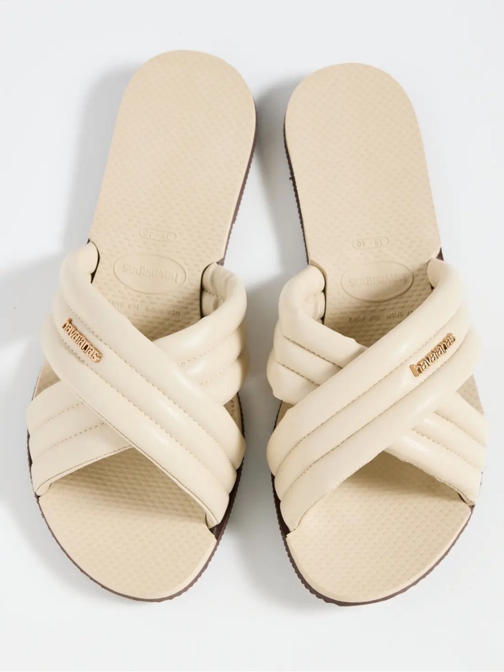 Havaianas Women's Cream Padded Crossover Slide Sandals 39/40